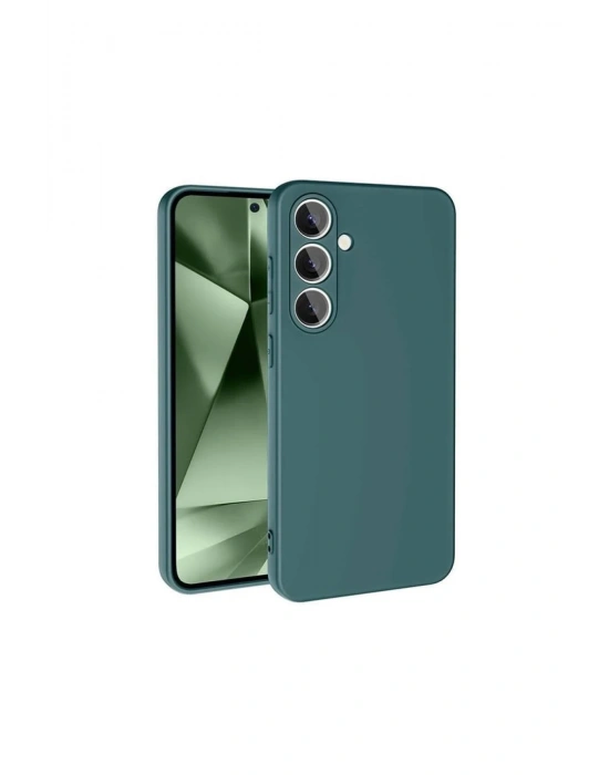Newface Samsung Galaxy S24 FE Kılıf Nano içi Kadife Silikon - Koyu Yeşil