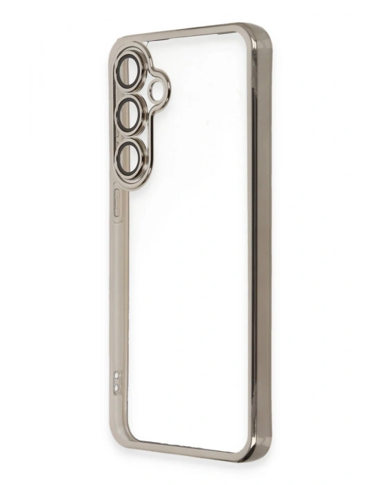 Newface Samsung Galaxy S24 FE Kılıf Razer Lensli Silikon - Titanyum Gri