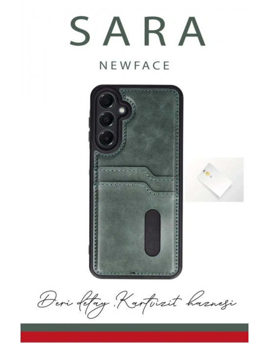 Newface Samsung Galaxy S24 FE Kılıf Sara Kartvizitli Deri Kılıf - Kırmızı