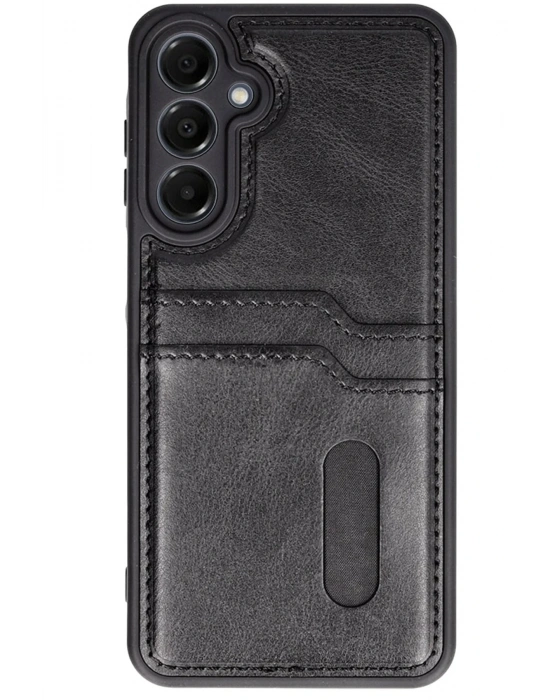 Newface Samsung Galaxy S24 FE Kılıf Sara Kartvizitli Deri Kılıf - Siyah