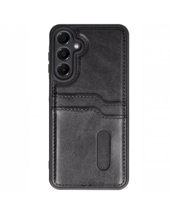 Newface Samsung Galaxy S24 FE Kılıf Sara Kartvizitli Deri Kılıf - Siyah