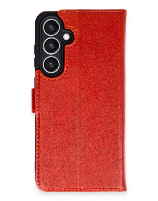 Newface Samsung Galaxy S24 FE Kılıf Trend S Plus Kapaklı Kılıf - Kırmızı