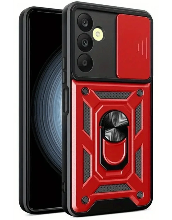 Newface Samsung Galaxy S24 FE Pars Lens Yüzüklü Silikon - Kırmızı