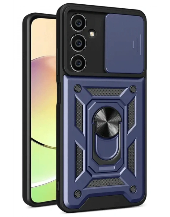 Newface Samsung Galaxy S24 FE Pars Lens Yüzüklü Silikon - Lacivert