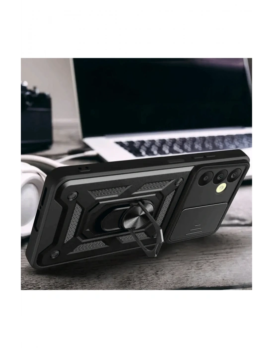 Newface Samsung Galaxy S24 FE Pars Lens Yüzüklü Silikon - Lacivert