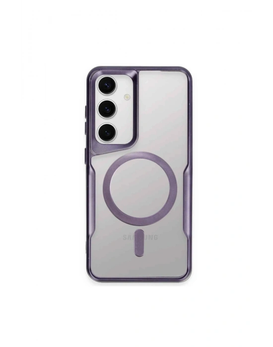 Newface Samsung Galaxy S24 Kılıf Boyi Magsafe Silikon Kapak - Derin Mor