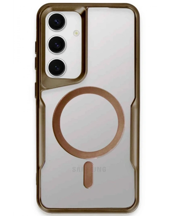 Newface Samsung Galaxy S24 Kılıf Boyi Magsafe Silikon Kapak - Kahverengi