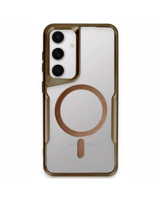 Newface Samsung Galaxy S24 Kılıf Boyi Magsafe Silikon Kapak - Kahverengi