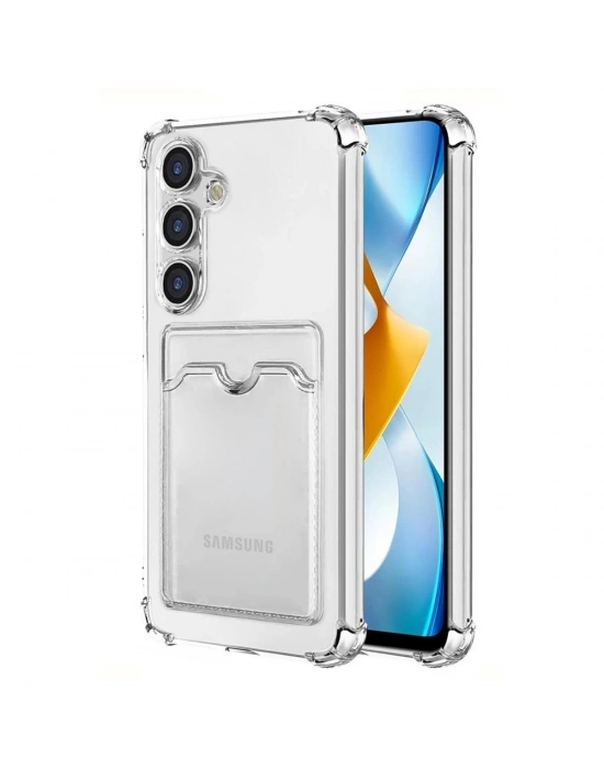 Newface Samsung Galaxy S24 Kılıf Kart Şeffaf Silikon - Şeffaf