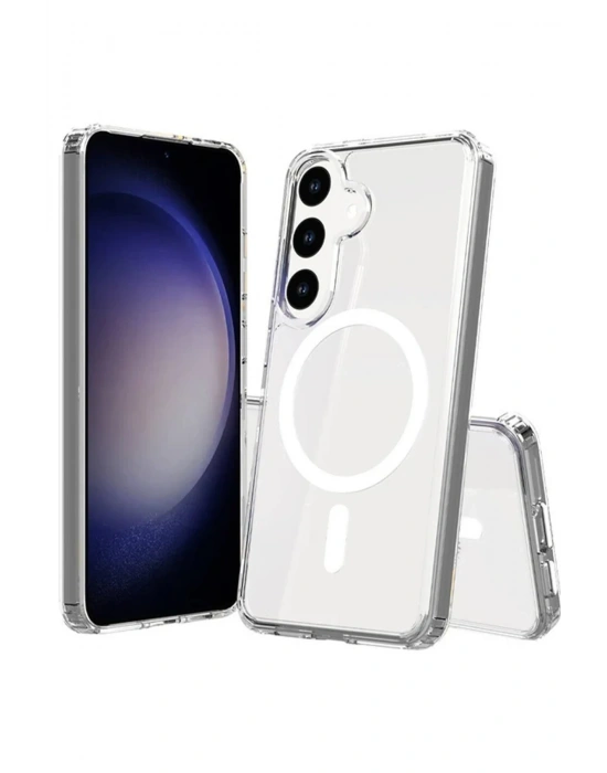 Newface Samsung Galaxy S24 Kılıf Magneticsafe Şeffaf Silikon - Şeffaf