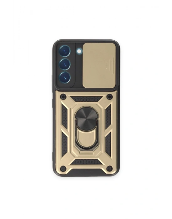 Newface Samsung Galaxy S24 Kılıf Pars Lens Yüzüklü Silikon - Gold