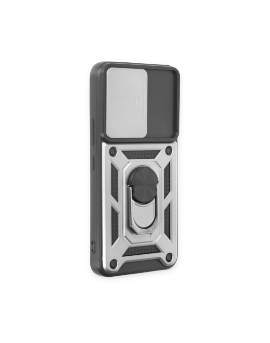 Newface Samsung Galaxy S24 Kılıf Pars Lens Yüzüklü Silikon - Gümüş