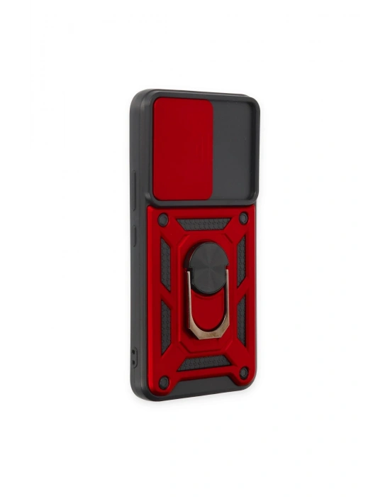 Newface Samsung Galaxy S24 Kılıf Pars Lens Yüzüklü Silikon - Kırmızı