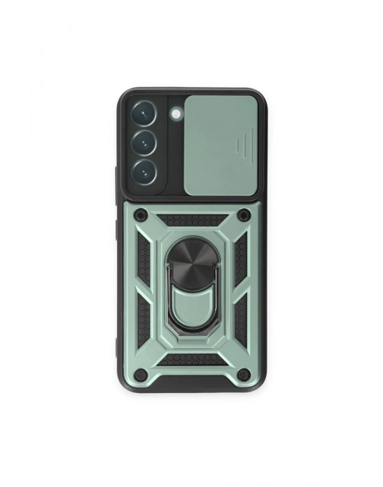 Newface Samsung Galaxy S24 Kılıf Pars Lens Yüzüklü Silikon - Yeşil