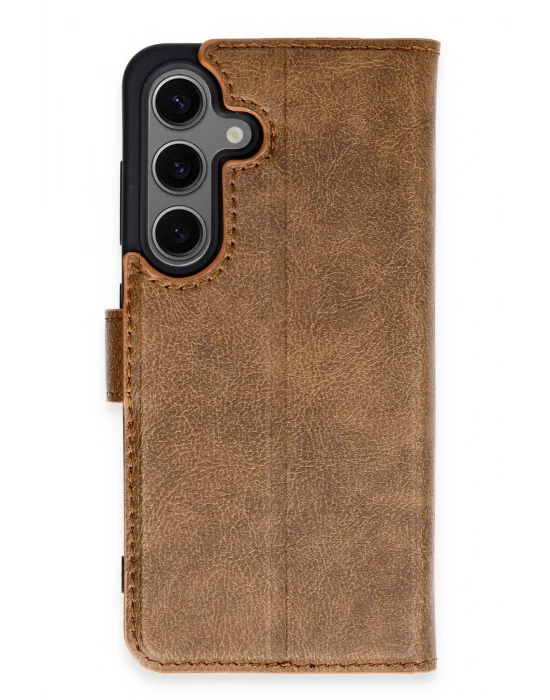 Newface Samsung Galaxy S24 Kılıf Trend S Plus Kapaklı Kılıf - Taba