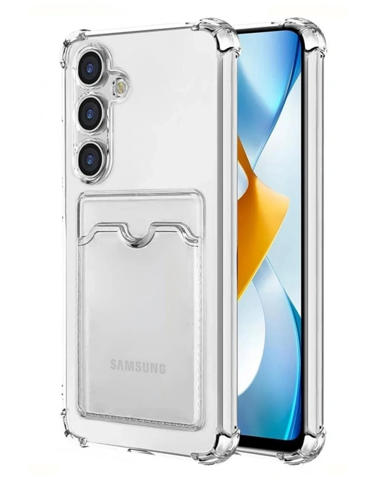 Newface Samsung Galaxy S24 Plus Kılıf Kart Şeffaf Silikon - Şeffaf