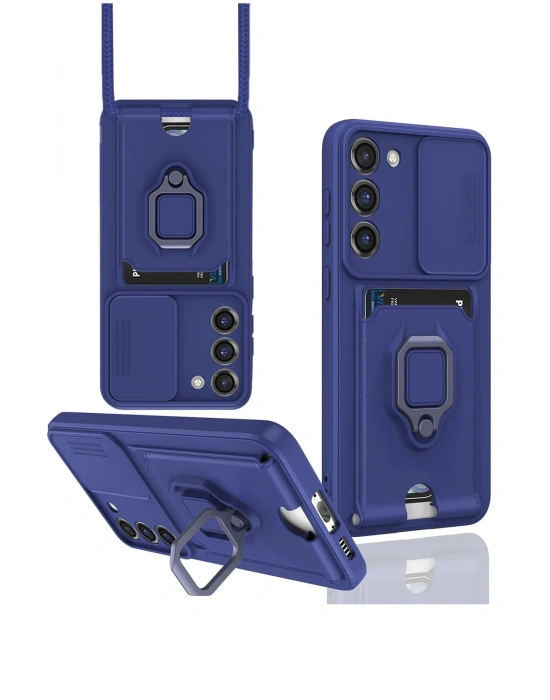 Newface Samsung Galaxy S24 Plus Kılıf Zuma Kartvizitli Yüzüklü Silikon - Lacivert