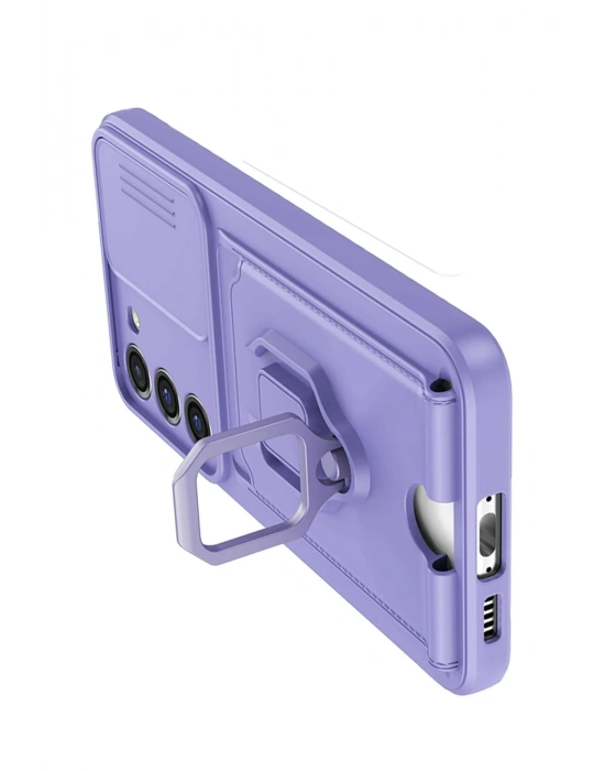Newface Samsung Galaxy S24 Plus Kılıf Zuma Kartvizitli Yüzüklü Silikon - Lila