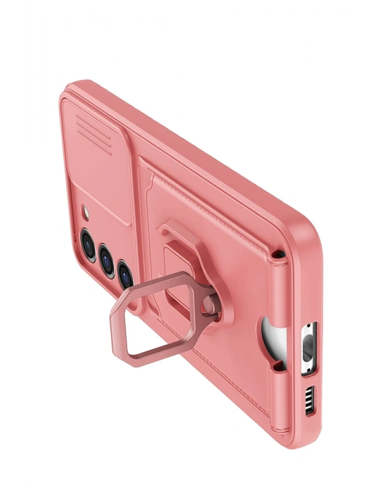 Newface Samsung Galaxy S24 Plus Kılıf Zuma Kartvizitli Yüzüklü Silikon - Pembe