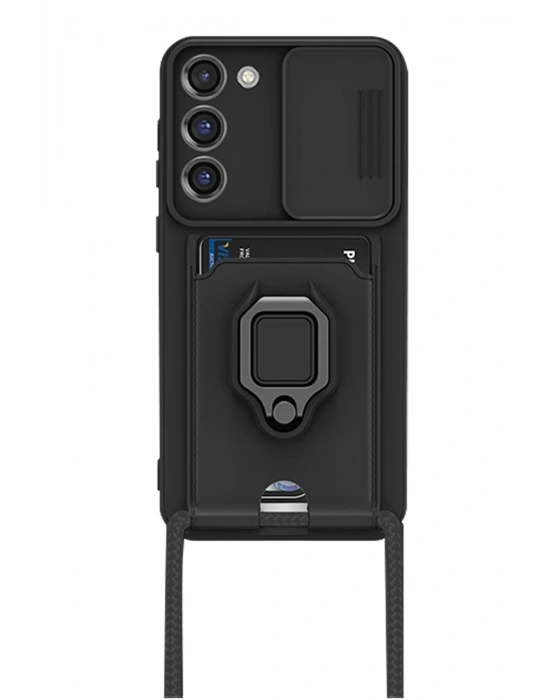 Newface Samsung Galaxy S24 Plus Kılıf Zuma Kartvizitli Yüzüklü Silikon - Siyah
