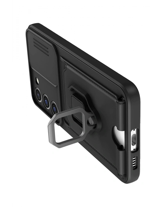 Newface Samsung Galaxy S24 Plus Kılıf Zuma Kartvizitli Yüzüklü Silikon - Siyah