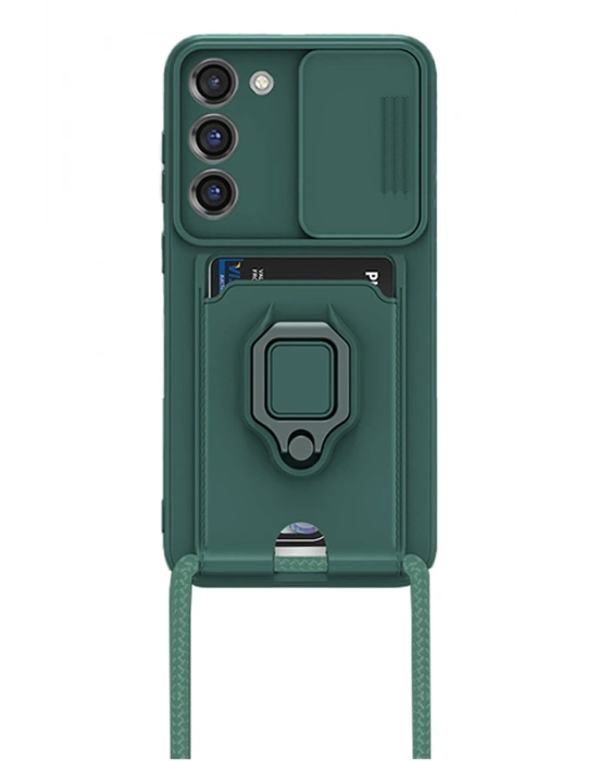 Newface Samsung Galaxy S24 Plus Kılıf Zuma Kartvizitli Yüzüklü Silikon - Yeşil