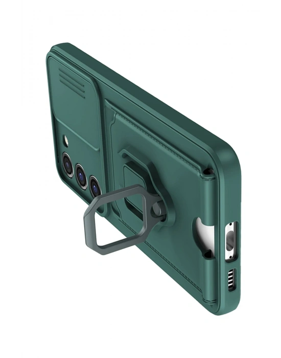 Newface Samsung Galaxy S24 Plus Kılıf Zuma Kartvizitli Yüzüklü Silikon - Yeşil