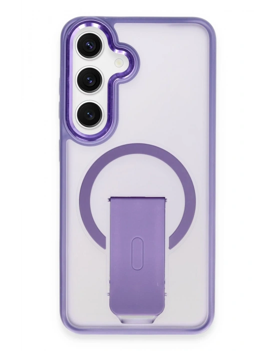 Newface Samsung Galaxy S24 Tork Magsafe Standlı Kapak - Derin Mor