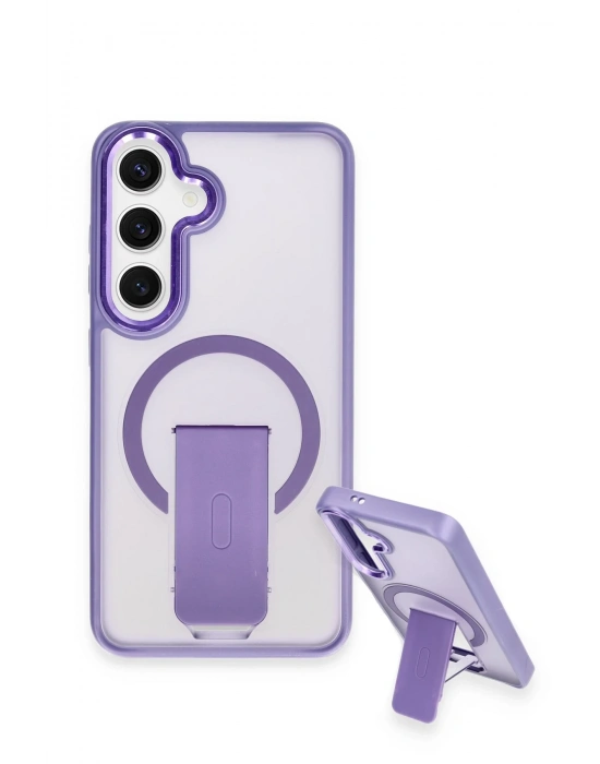 Newface Samsung Galaxy S24 Tork Magsafe Standlı Kapak - Derin Mor