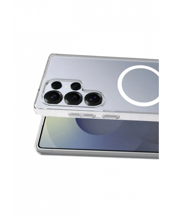 Newface Samsung Galaxy S24 Ultra Combo Sert Şeffaf Magsafe Kapak - Şeffaf