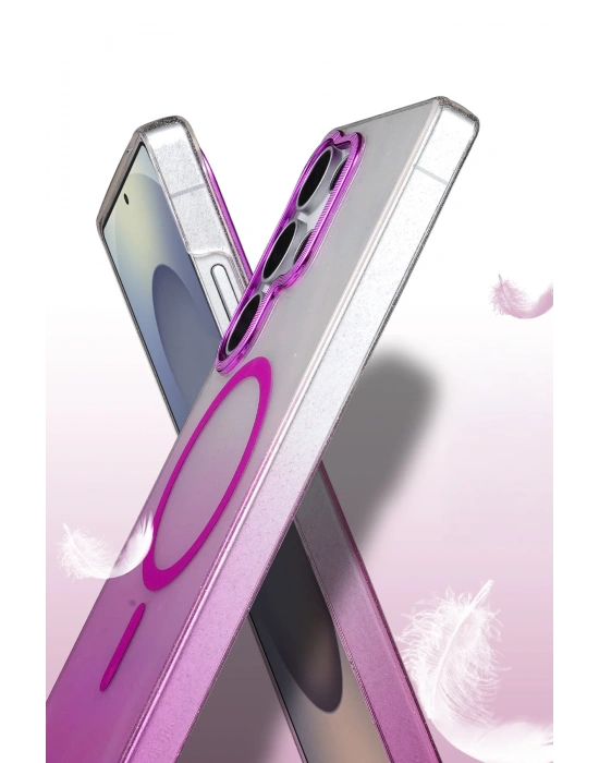 Newface Samsung Galaxy S24 Ultra Glossy Magsafe Kapak - Mavi