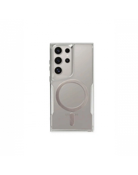 Newface Samsung Galaxy S24 Ultra Kılıf Boyi Magsafe Silikon Kapak - Gümüş