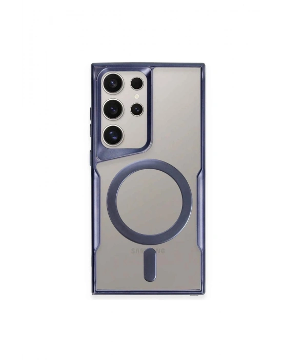Newface Samsung Galaxy S24 Ultra Kılıf Boyi Magsafe Silikon Kapak - Lacivert