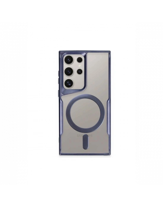 Newface Samsung Galaxy S24 Ultra Kılıf Boyi Magsafe Silikon Kapak - Lacivert