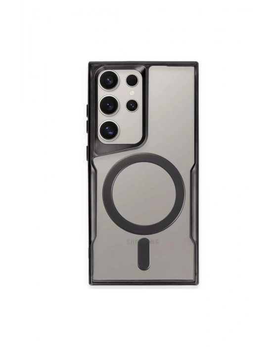 Newface Samsung Galaxy S24 Ultra Kılıf Boyi Magsafe Silikon Kapak - Siyah