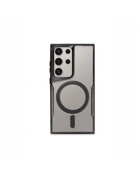 Newface Samsung Galaxy S24 Ultra Kılıf Boyi Magsafe Silikon Kapak - Siyah