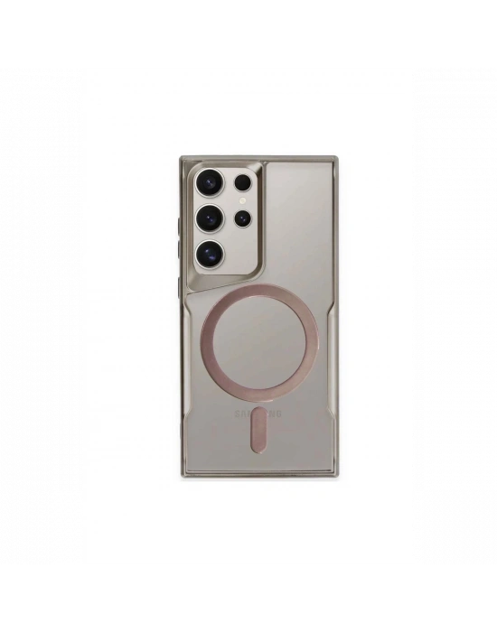 Newface Samsung Galaxy S24 Ultra Kılıf Boyi Magsafe Silikon Kapak - Titan Gri