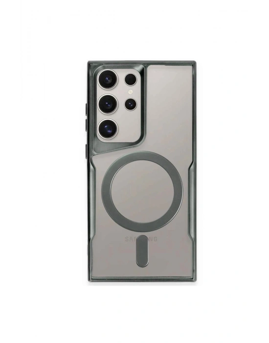 Newface Samsung Galaxy S24 Ultra Kılıf Boyi Magsafe Silikon Kapak - Yeşil