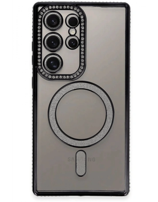 Newface Samsung Galaxy S24 Ultra Kılıf Joke Simli Magneticsafe Kılıf - Siyah