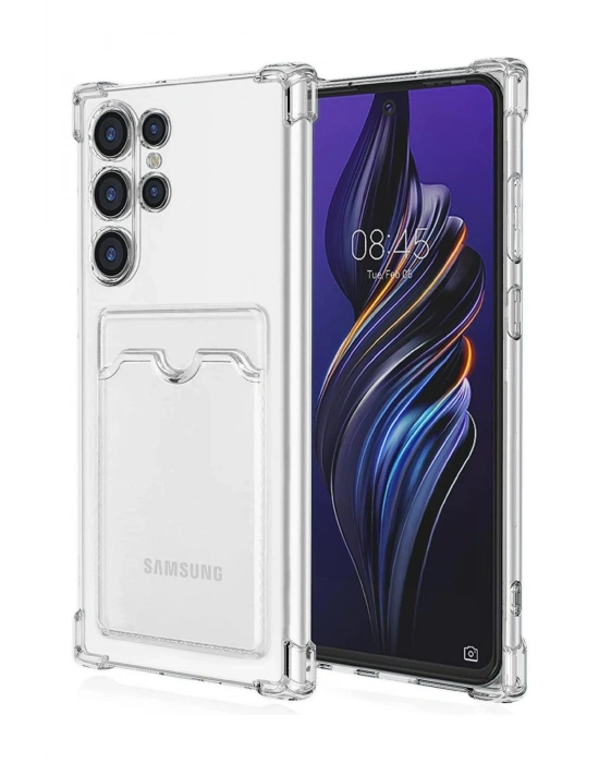 Newface Samsung Galaxy S24 Ultra Kılıf Kart Şeffaf Silikon - Şeffaf