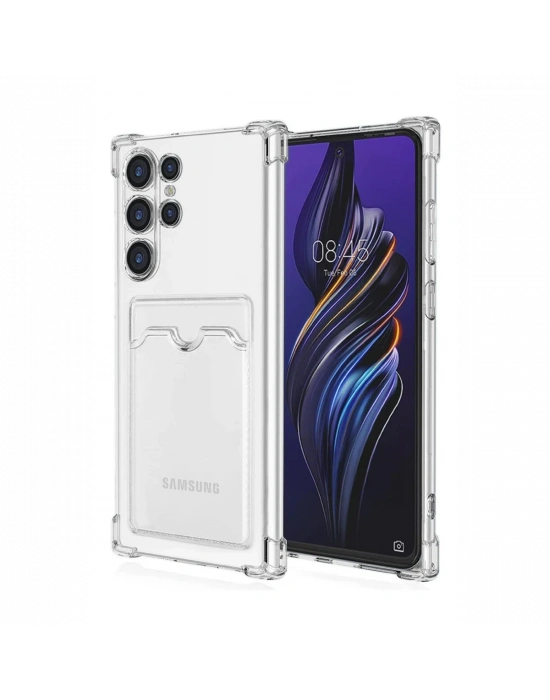 Newface Samsung Galaxy S24 Ultra Kılıf Kart Şeffaf Silikon - Şeffaf