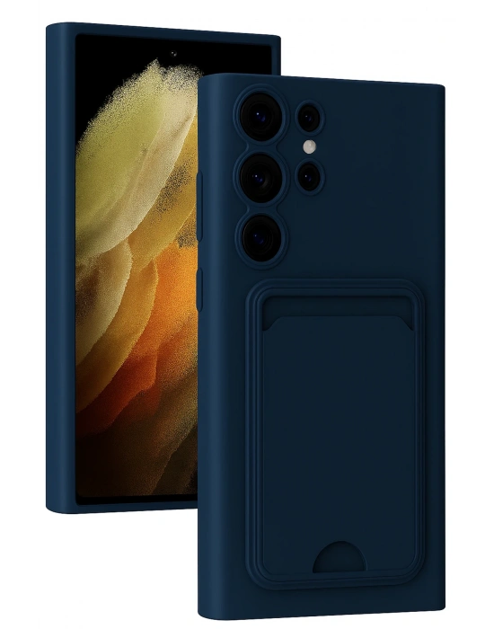 Newface Samsung Galaxy S24 Ultra Kılıf Kelvin Kartvizitli Silikon - Lacivert