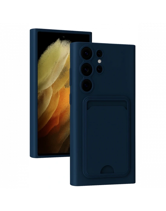Newface Samsung Galaxy S24 Ultra Kılıf Kelvin Kartvizitli Silikon - Lacivert