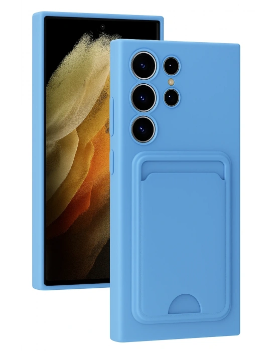 Newface Samsung Galaxy S24 Ultra Kılıf Kelvin Kartvizitli Silikon - Mavi