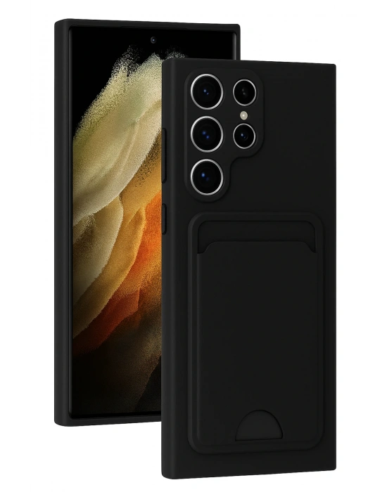 Newface Samsung Galaxy S24 Ultra Kılıf Kelvin Kartvizitli Silikon - Siyah