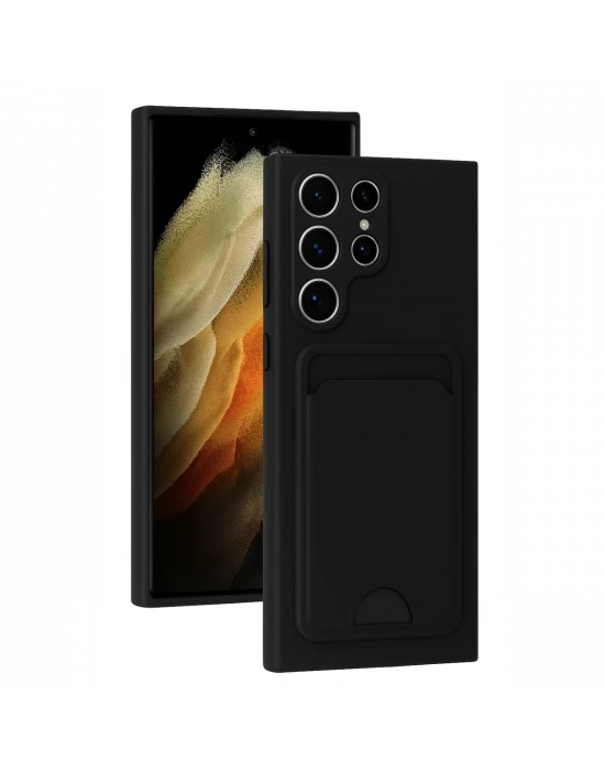 Newface Samsung Galaxy S24 Ultra Kılıf Kelvin Kartvizitli Silikon - Siyah