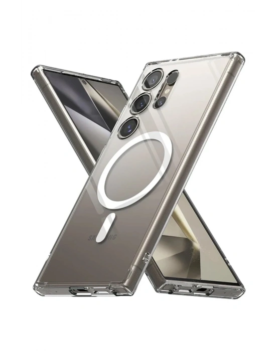 Newface Samsung Galaxy S24 Ultra Kılıf Magneticsafe Şeffaf Silikon - Şeffaf