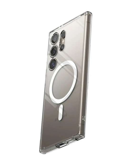 Newface Samsung Galaxy S24 Ultra Kılıf Magneticsafe Şeffaf Silikon - Şeffaf