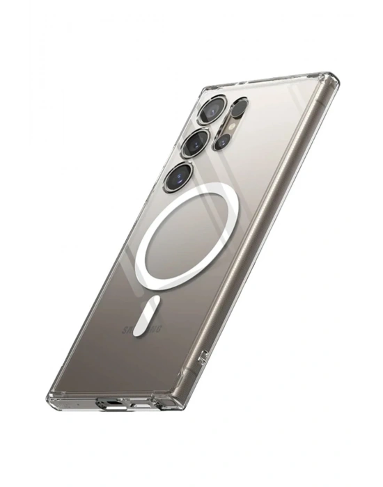 Newface Samsung Galaxy S24 Ultra Kılıf Magneticsafe Şeffaf Silikon - Şeffaf