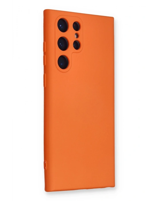 Newface Samsung Galaxy S24 Ultra Kılıf Nano içi Kadife Silikon - Turuncu